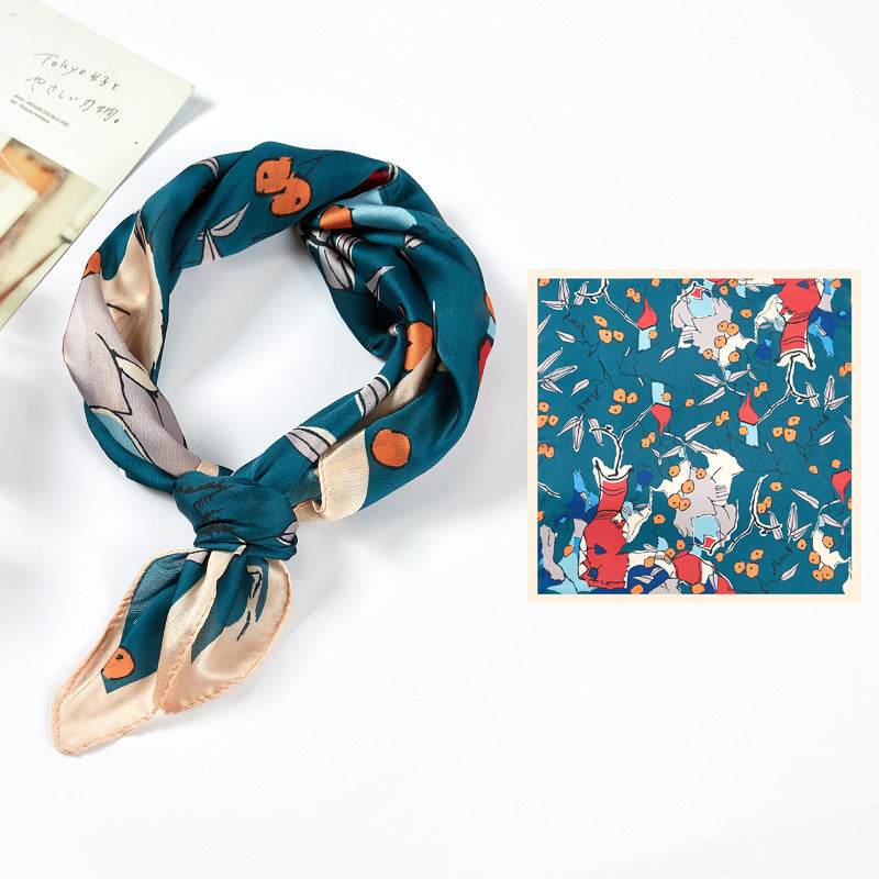 New Simulated Silk Satin Printed Scarves - Mubimart