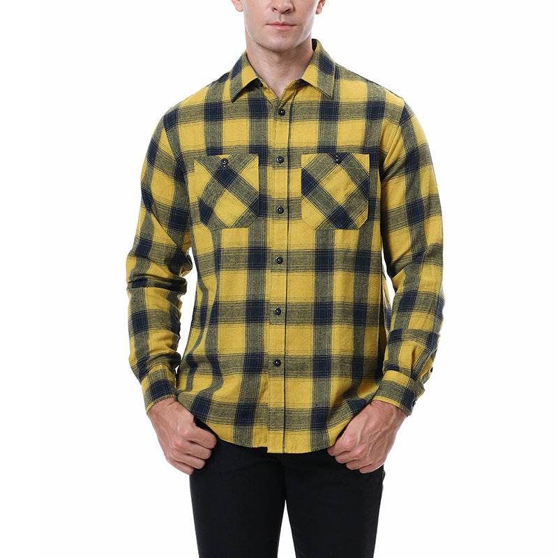 Men's Plaid Flannel Brushed Thermal Shirt - Mubimart