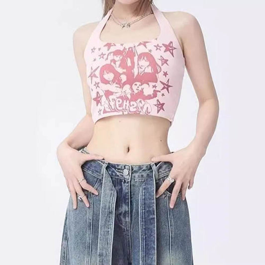 Pure Desire Ins Halterneck Vest Small Sling Women Crop Top Fashion Tops - Mubimart