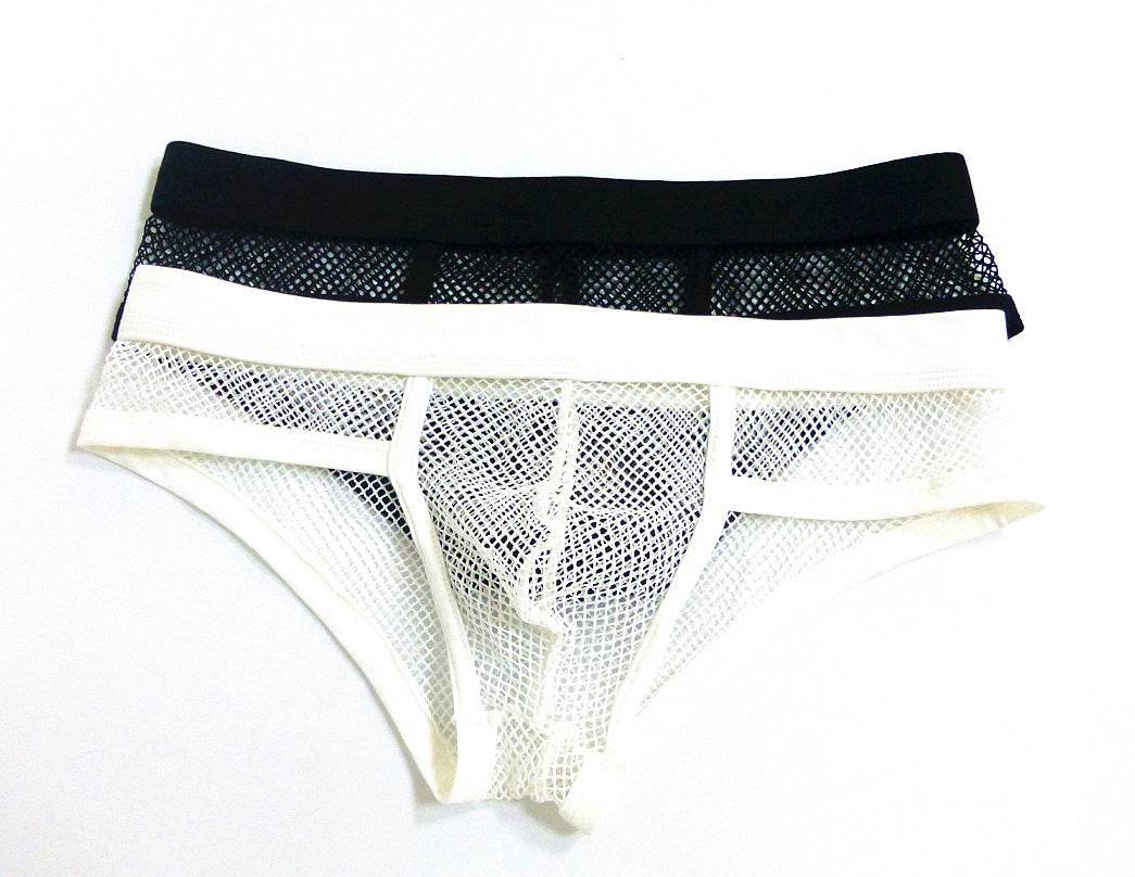 Men's Underwear Transparent Mesh Briefs Low Waist Convex Design Underwear Men - Mubimart