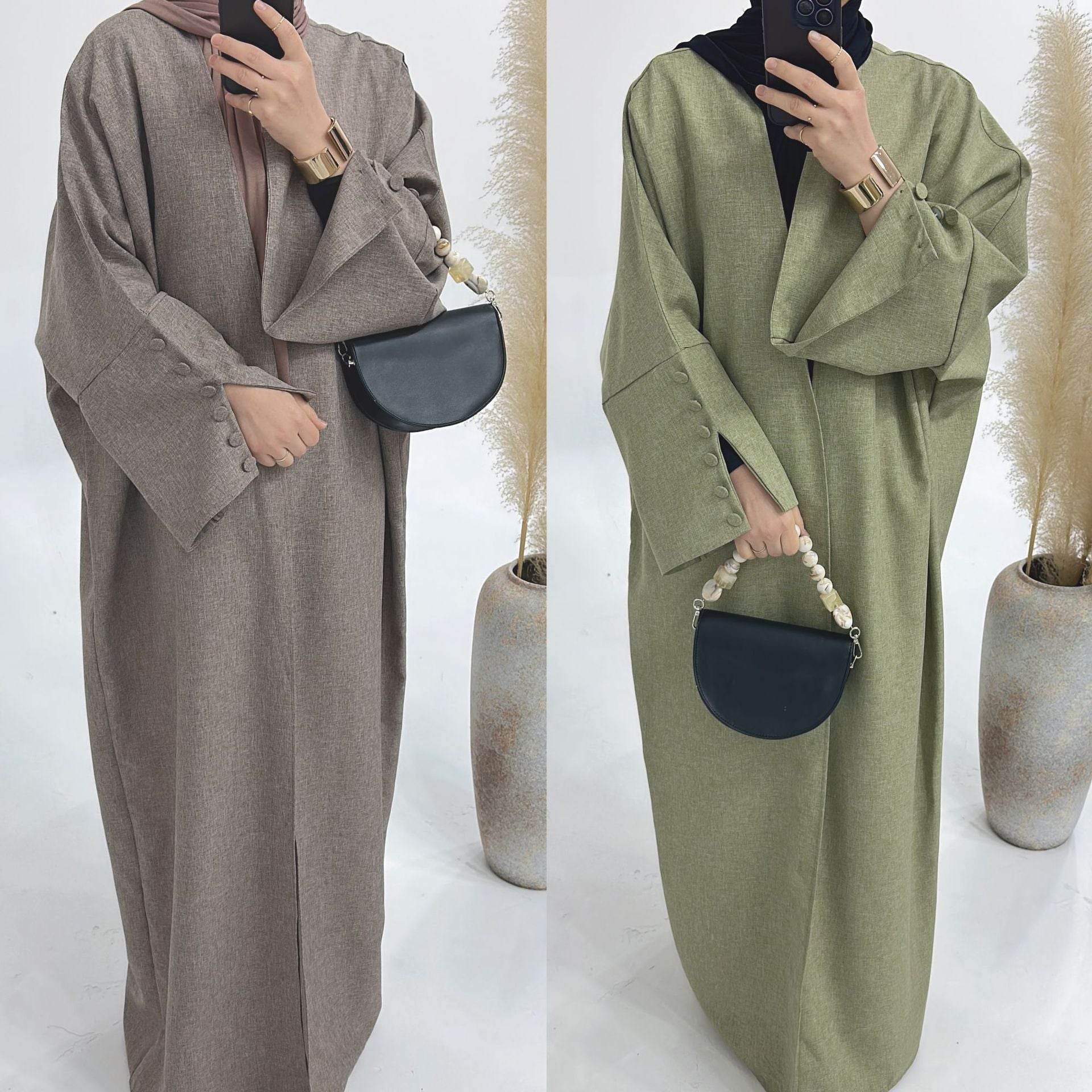 Dubai Middle East Turkey Loose Plus Size Elegant Cardigan Robe - Mubimart