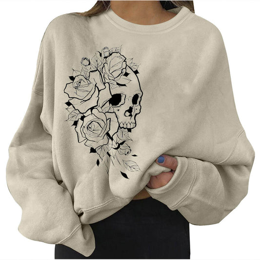 Women's Personality Print Fashion Sweatshirt Loose Plus Size - Mubimart