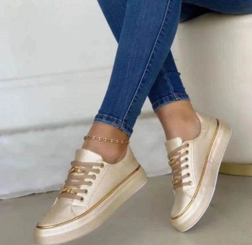 Chain Flats Shoes Thick Bottom Loafers For Walking Sports Shoes For Women - Mubimart