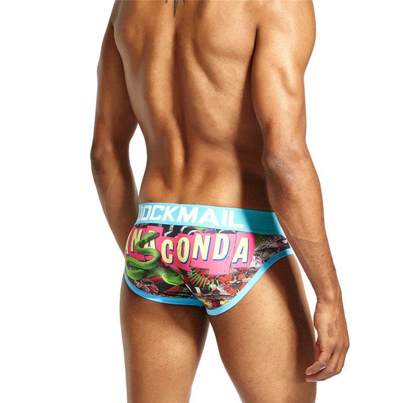 Men's Low Waist Printed Briefs - Mubimart