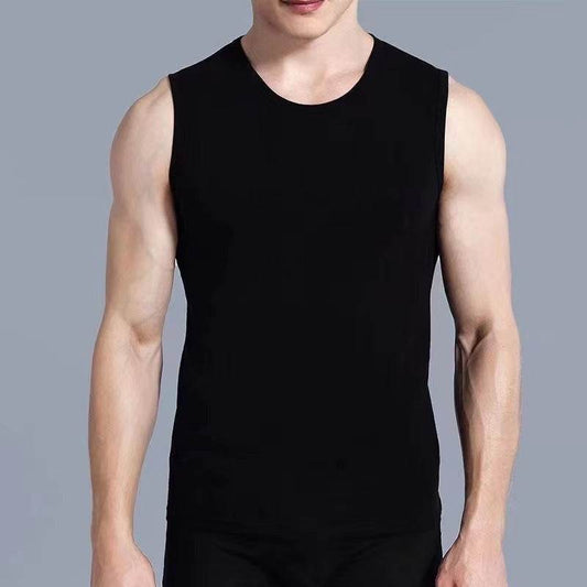 Men's Fashion Wide Shoulder Sports Round Neck Undershirt - Mubimart