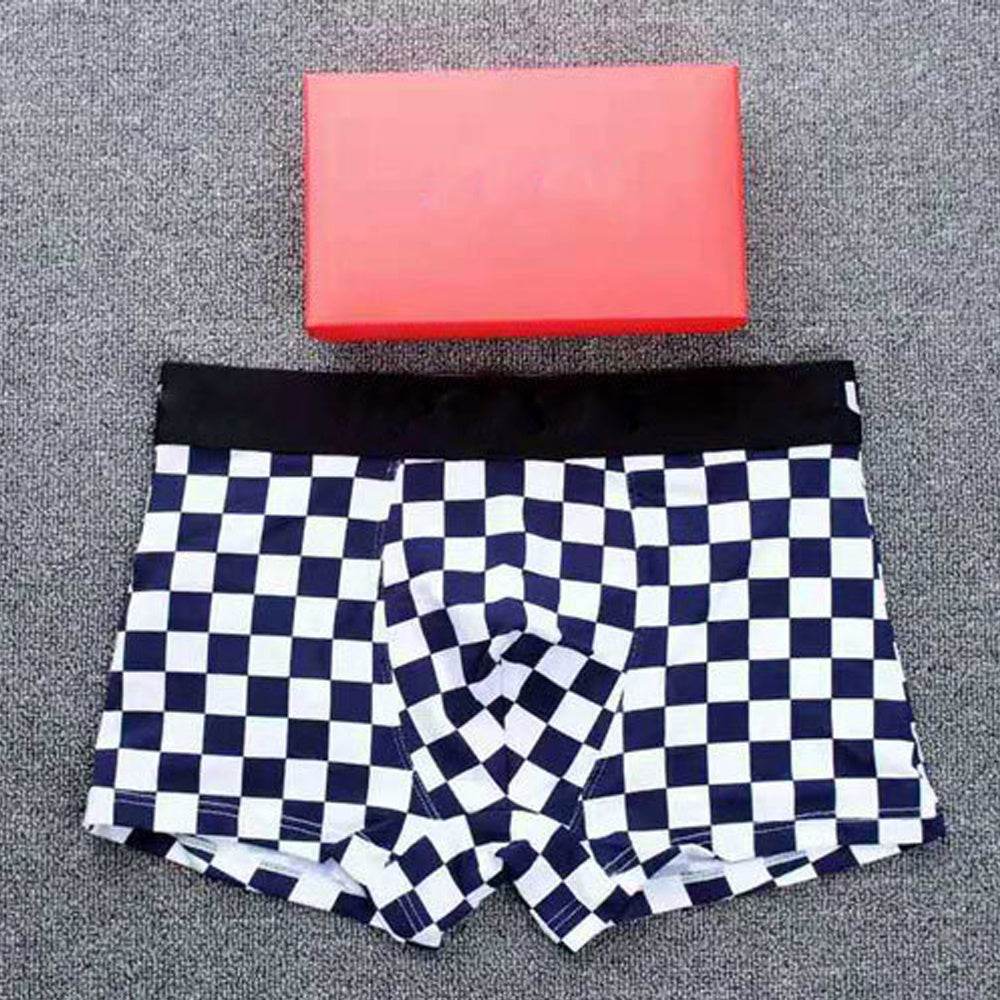 Checkered Men's Cotton Boxer Boxer Briefs - Mubimart