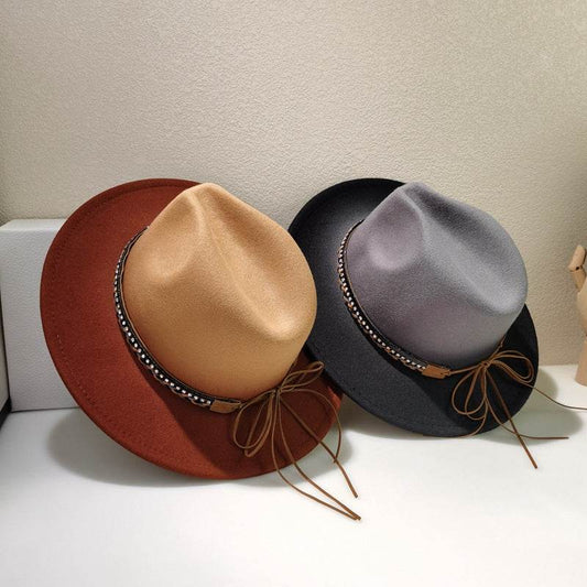 Woolen Fedora Hat Female Vintage Top Hat - Mubimart