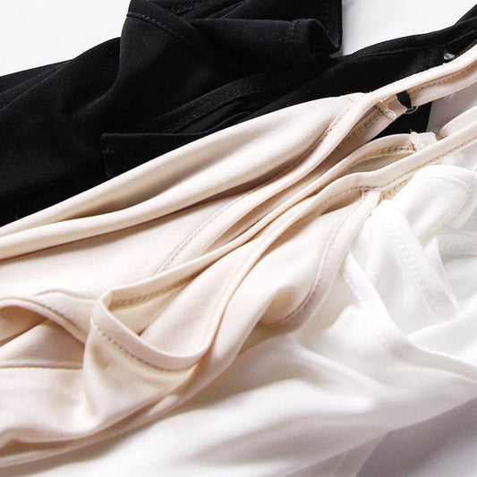 Summer Silk Slip Dress Black - Mubimart