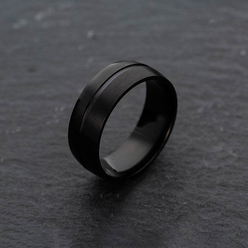 Stainless Steel Ring Black For Men - Mubimart