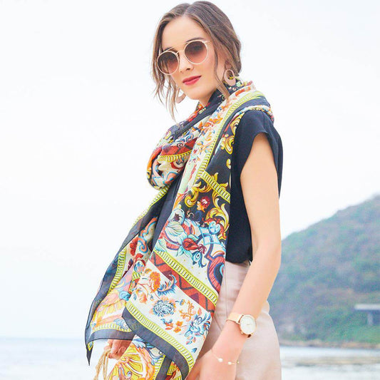 Sunscreen Shawl Ethnic Travel Oversized Shawl - Mubimart