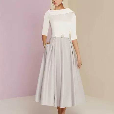 Formal Banquet Temperament Formal Daily Style Off-shoulder Half Sleeve Dress - Mubimart