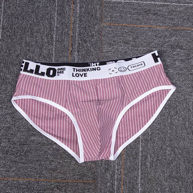 Striped Cotton Triangle Men's Briefs Low Waist Breathable Men's Underwear Briefs - Mubimart