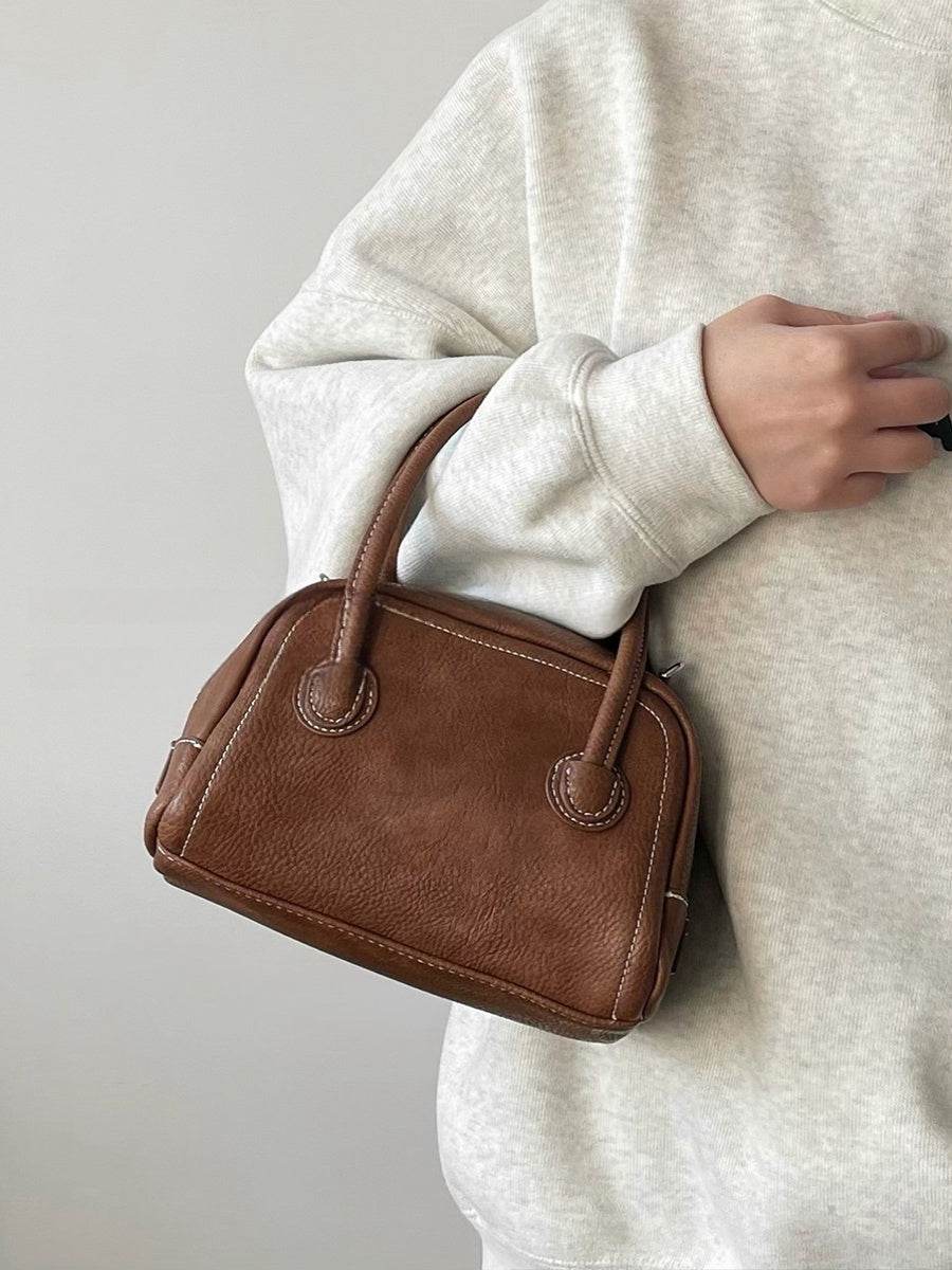 Korean Style Niche Maillard Bowling Versatile Casual Ins Handbag Crossbody Bag Women - Mubimart