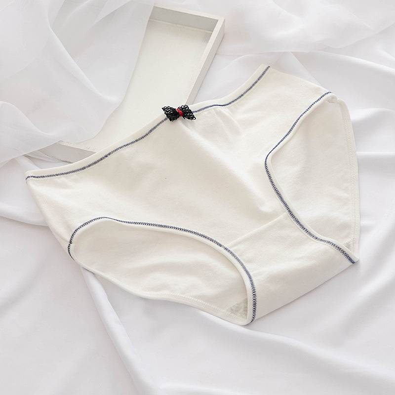 Simple Girl Cotton Panties Women Mid-waist Sweet Student Briefs - Mubimart