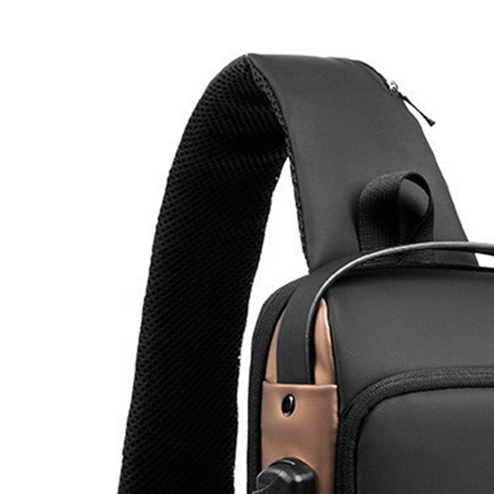 Password Sling Backpack Anti Theft Multifunctional Cycling Chest Bag for Motorcycle Men Black and Gold - Mubimart
