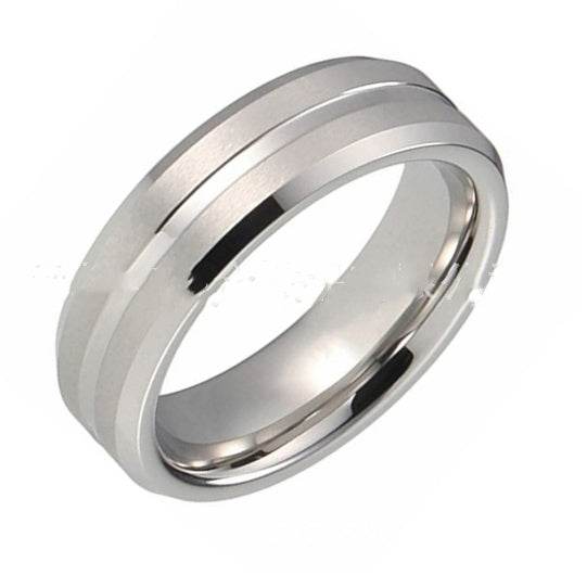 Brushed Silver Tungsten Ring - Mubimart
