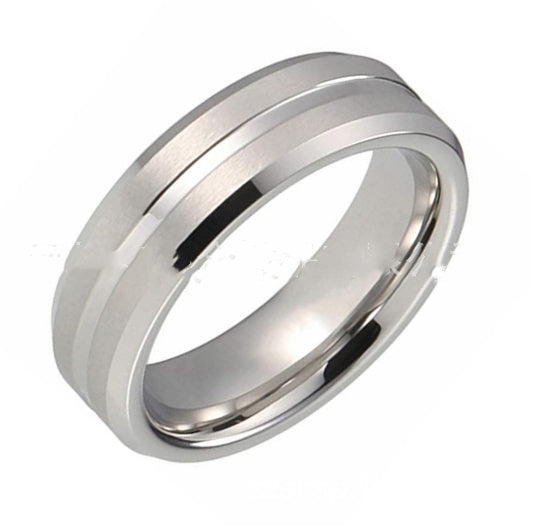 Brushed Silver Tungsten Ring