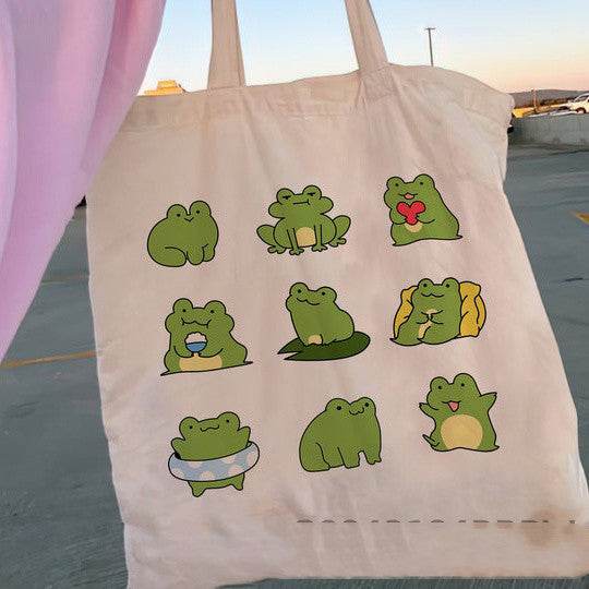Floral Women Canvas Tote Bag Girl Reu - Mubimart