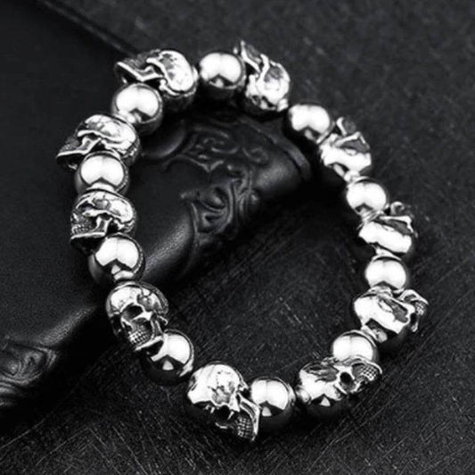 Mens Fashion Simple Titanium Skull Bracelet - Mubimart