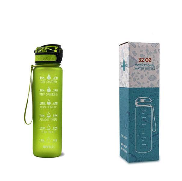 1L Tritan Water Bottle With Time Marker Bounce Cover Motivational Water Bottle Cycling Leakproof Cup For Sports Fitness Bottles - Mubimart