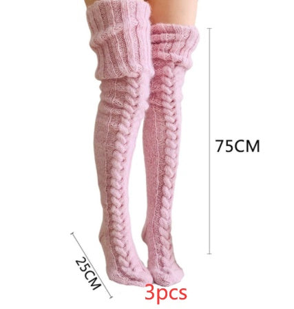 Knitted socks over the knee lengthened stockings - Mubimart -  