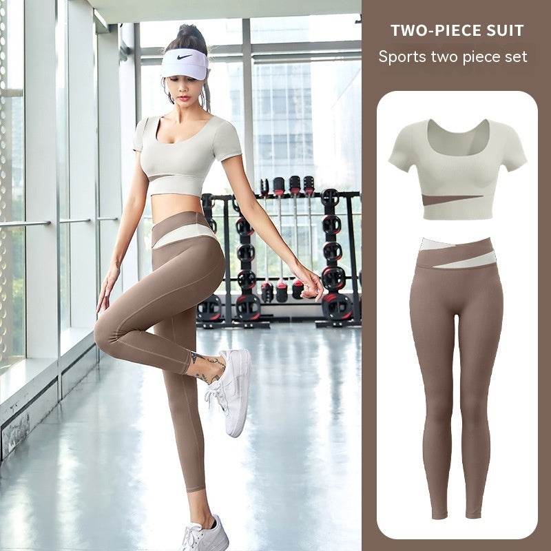 Women's One-piece Chest Pad Top Pants Workout Clothes Suit - Mubimart