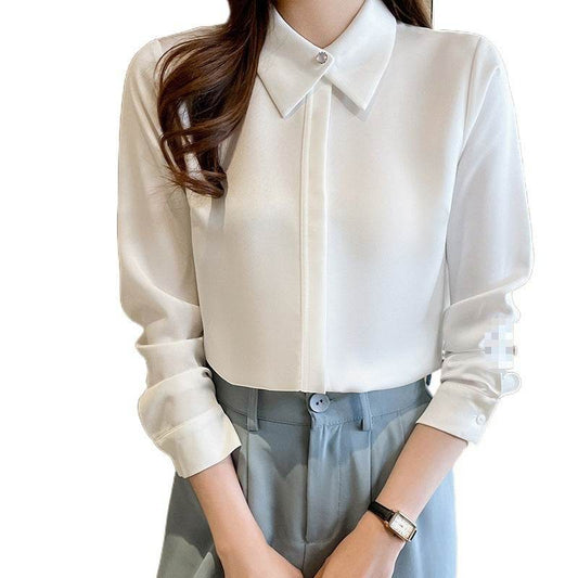 Business Chiffon Blouse Women Long Sleeve Tops Outerwear - Mubimart