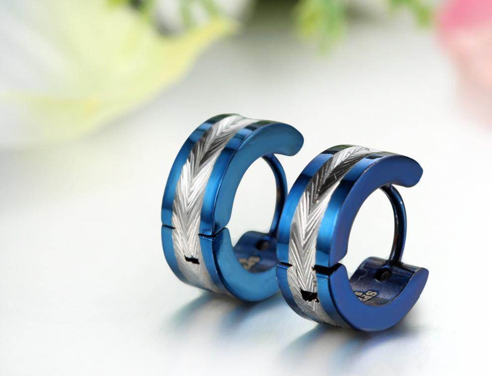 European And American Fashion Room Electric Color Stainless Steel Titanium Steel Stud Earring For Men Ear Clip - Mubimart