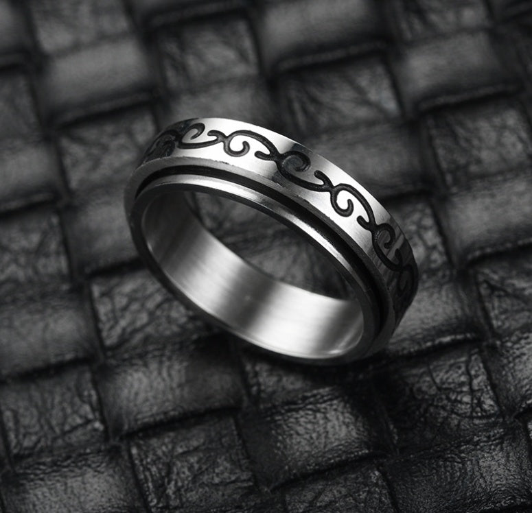 European And American Fashion Titanium Steel Rotating Ring Men