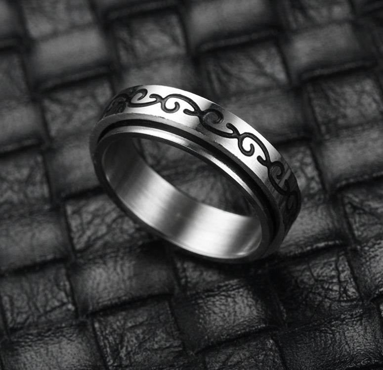 European And American Fashion Titanium Steel Rotating Ring Men - Mubimart