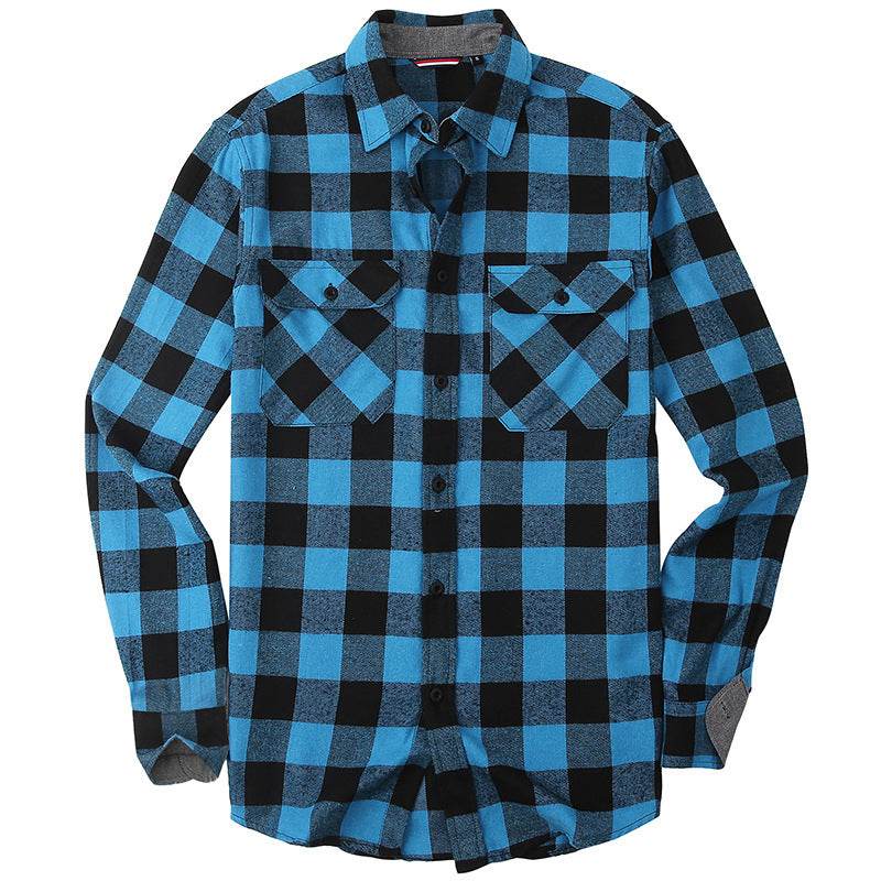 Men's Plaid Flannel Brushed Thermal Shirt - Mubimart