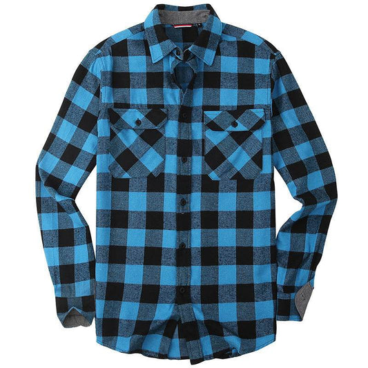 Men's Plaid Flannel Brushed Thermal Shirt - Mubimart