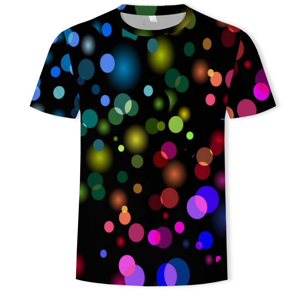 Mens Fashion Casual Digital Print Crew Neck T-shirt