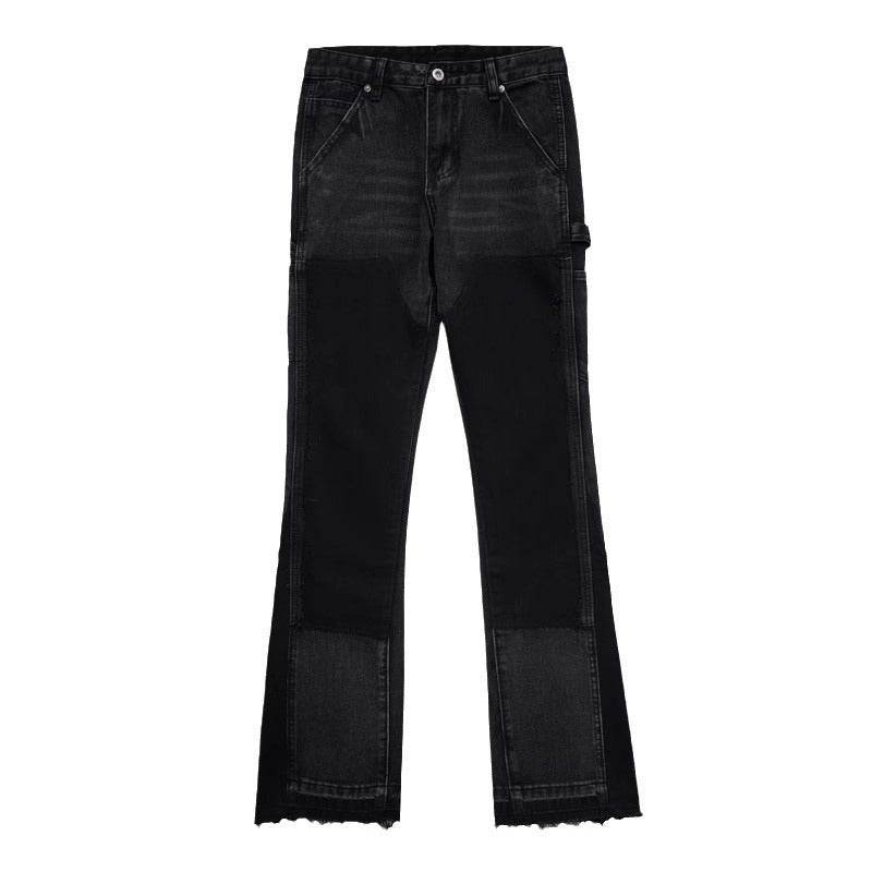 Black Bootcut Raw Hem Jeans Male - Mubimart