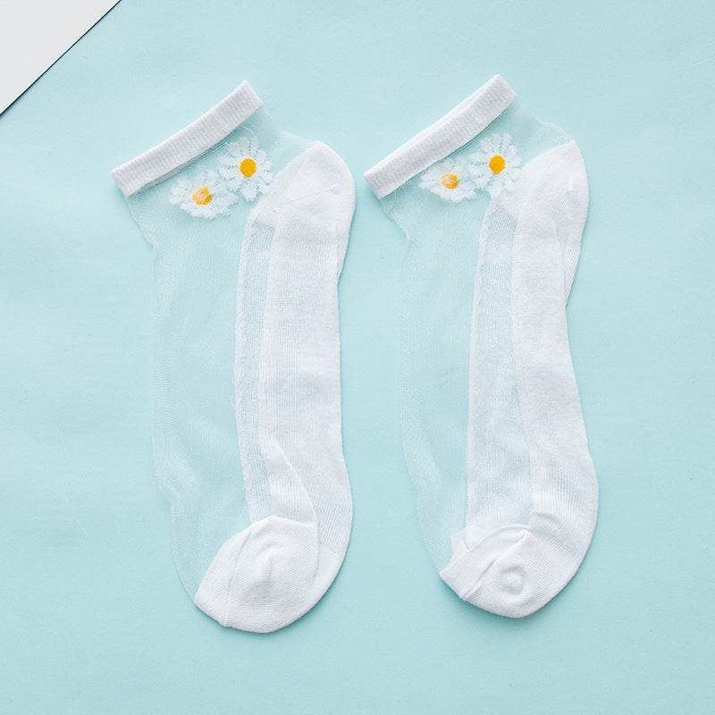Women's Low-cut Liners Transparent Spun Glass Thin Socks - Mubimart
