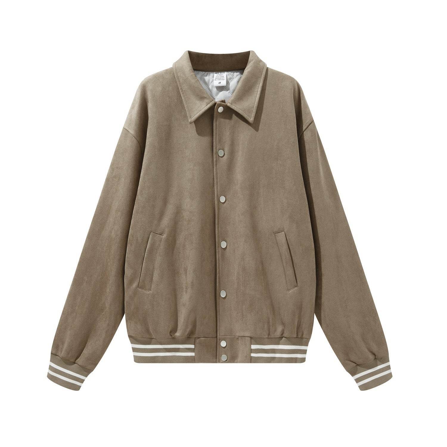 Fashion Loose Suede Lapel Jacket Bomber - Mubimart