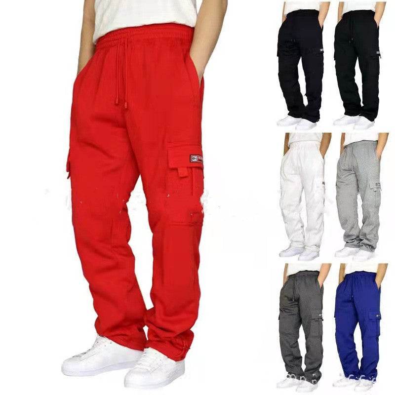 Men Pants Sweatpants Stretch Elastic Waist Jogger Sports Pants Drawstring Trousers Fashion Mens Clothing - Mubimart