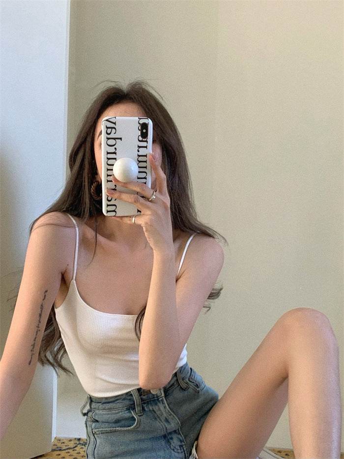 Knitted Vest Camisole Bottoming Top - Mubimart