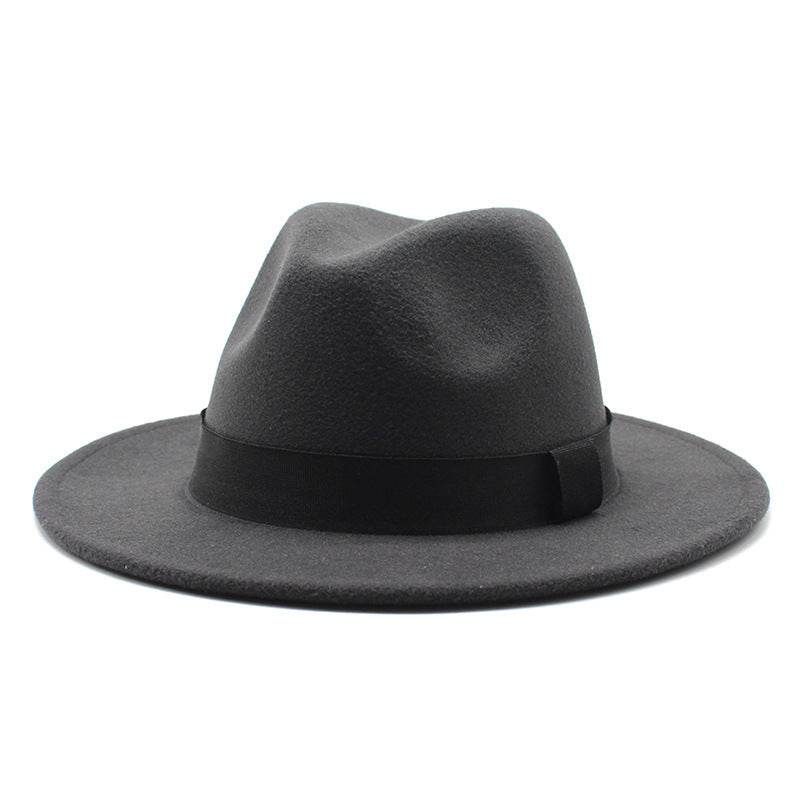 New Panama Flat Brim Fedora Hat Woolen Hat Men's And Women's Hats - Mubimart