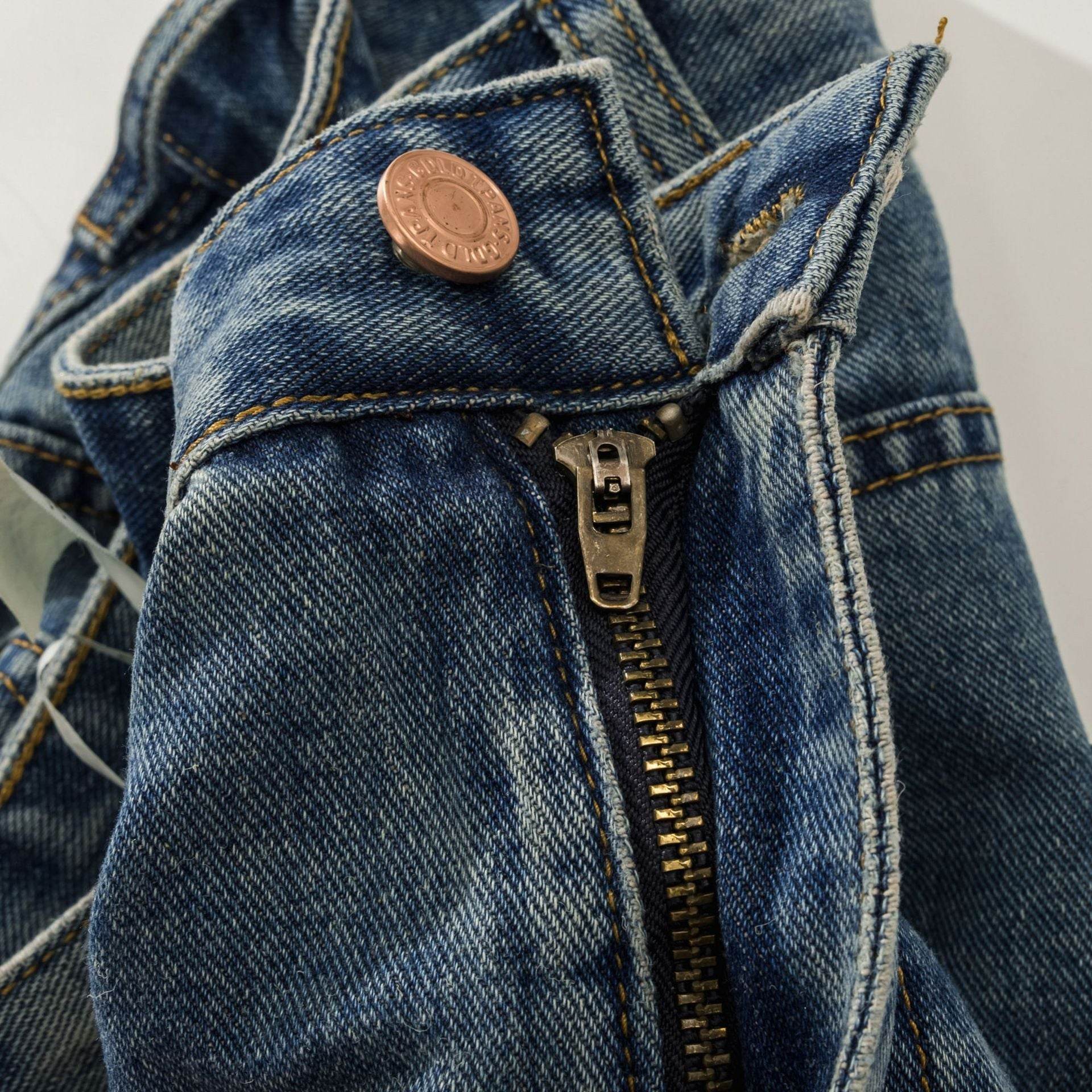 Men's Washed Blue Jeans Straight Bootcut Trousers - Mubimart