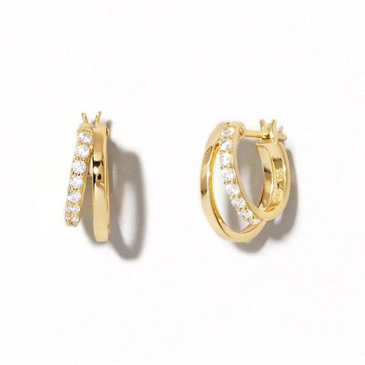 Geometric Double Hoop Earrings For Women - Mubimart
