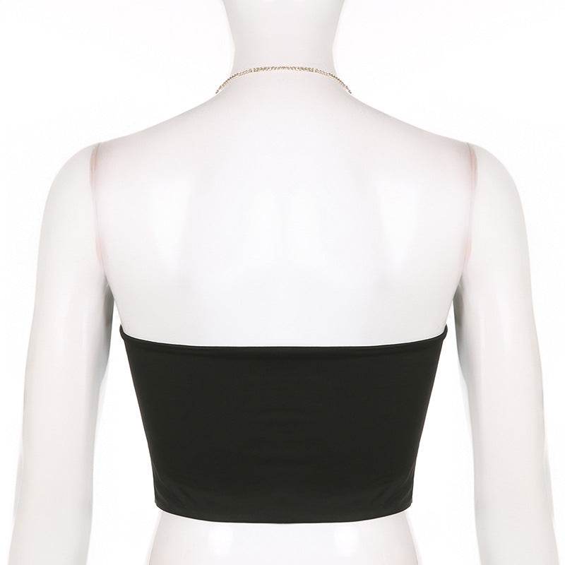 Corset V-Neck Hot Girl Cutout Cropped Navel Top - Mubimart