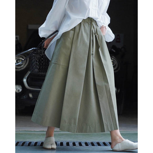 Workwear Casual High Waist Drawstring Elastic Pocket Ladies Skirt - Mubimart