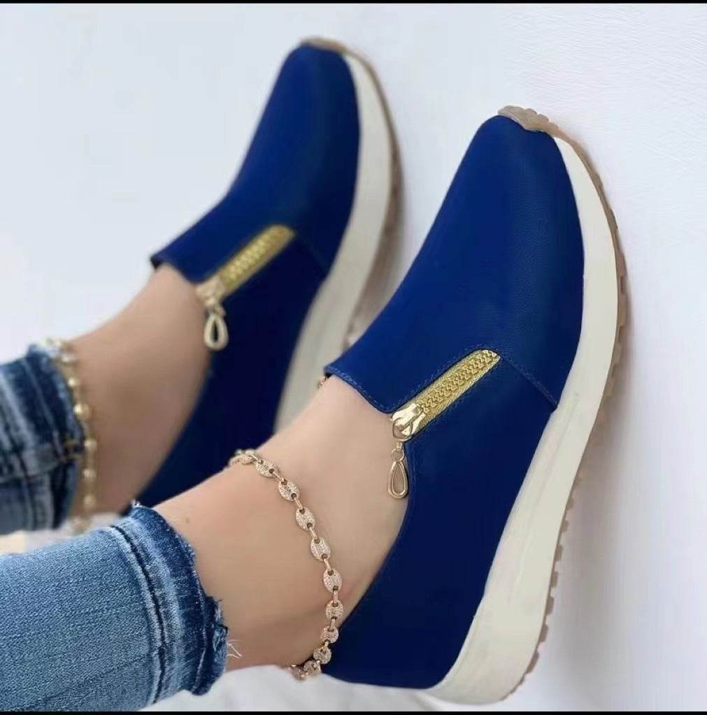 Women's Zipper Sports Shoes Women's Flat Pointed Toe - Mubimart