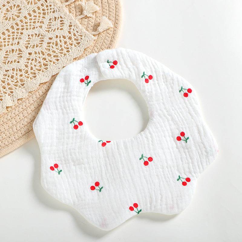 6 Layers Cotton Cloth Petal Bib Children's Saliva Towel Can Rotate 360 Degrees - Mubimart