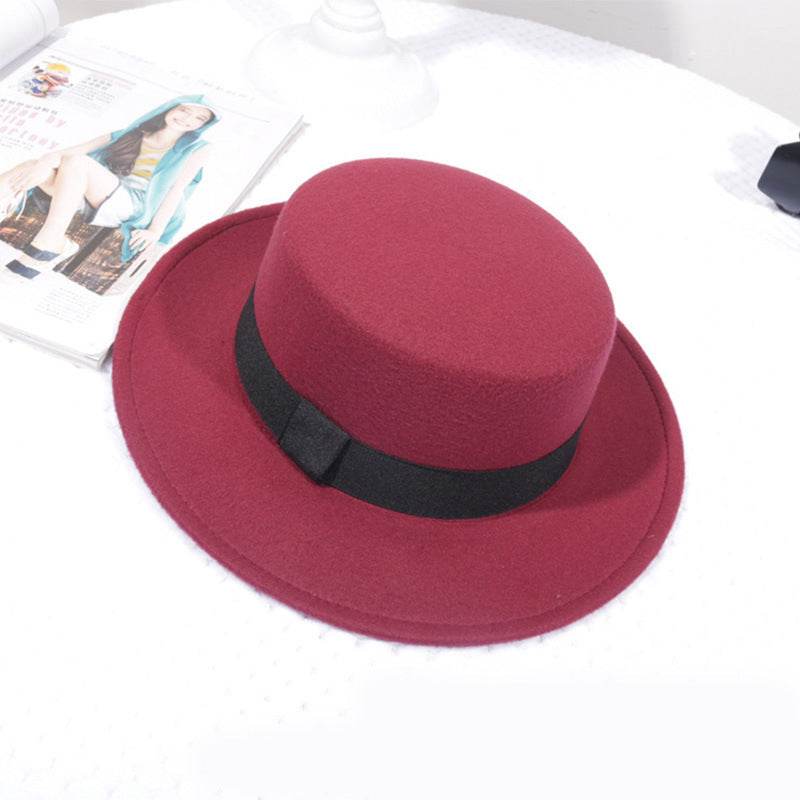 Flat Top Retro British Big Brim Fedora Hat Street Leisure - Mubimart