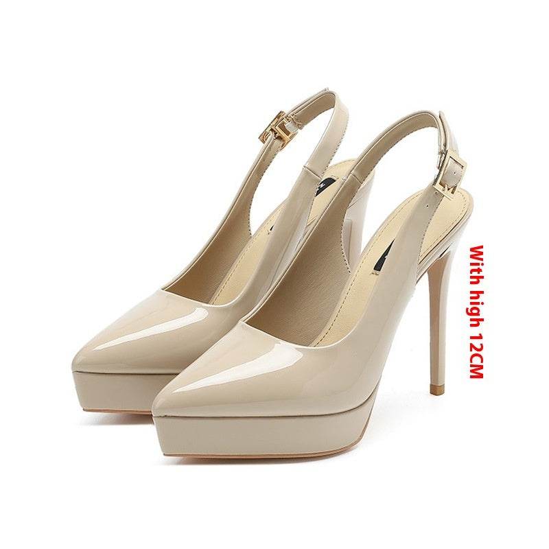 Pointed-toe Stiletto Shoes Sexy Super High Heel Toe Cap Slingback Sandals - Mubimart