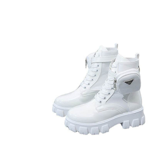 Fashion Pocket Mid-calf Platform Martin Boots - Mubimart