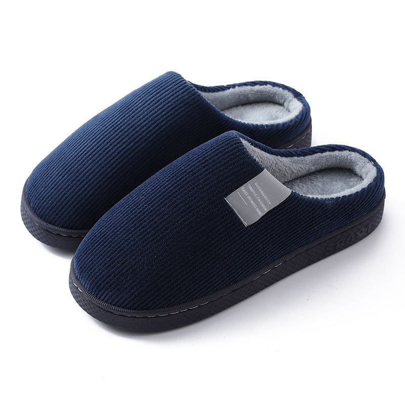 Indoor Corduroy Shoes Warm Plush Home Slipper Anti Slip Floor Bedroom Shoes Autumn Winter - Mubimart -  