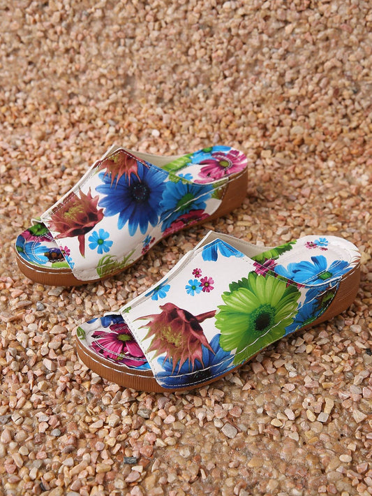 Peep Toe Wedge Fashion Simple Slip-on Fashion Sandal Slippers - Mubimart